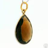 New Sterling Silver Pendant with Teardrop Smoky Quartz 2.6 gram Gold Tone