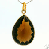 New Sterling Silver Pendant with Teardrop Smoky Quartz 2.6 gram Gold Tone