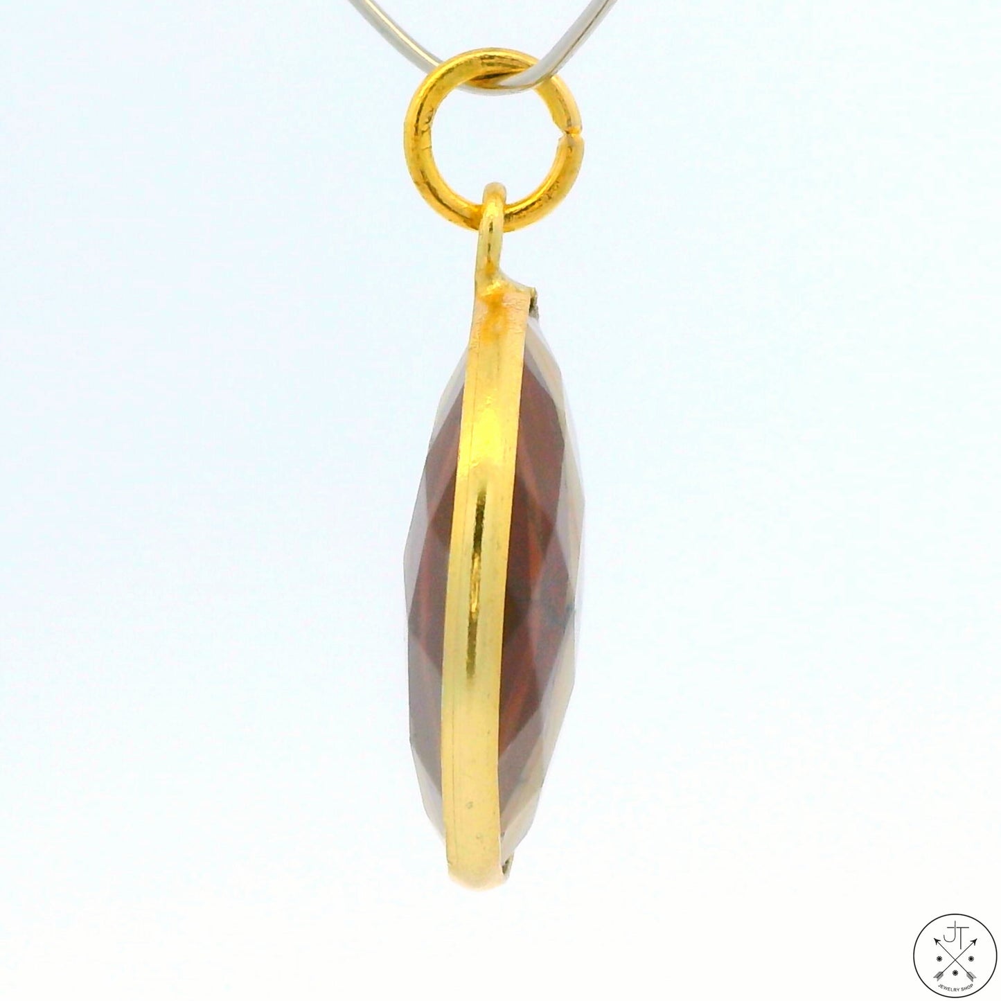 New Sterling Silver Pendant with Striped Agate 4 gram Gold Tone