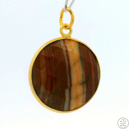 New Sterling Silver Pendant with Striped Agate 4 gram Gold Tone
