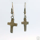 Vintage Cross Sterling Silver Dangle Earrings with Turquoise