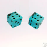 Vintage Sterling Silver Turquoise Dice Stud Earrings