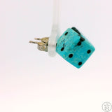 Vintage Sterling Silver Turquoise Dice Stud Earrings