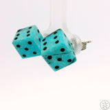 Vintage Sterling Silver Turquoise Dice Stud Earrings