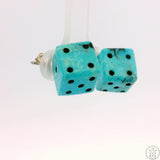 Vintage Sterling Silver Turquoise Dice Stud Earrings