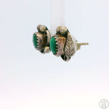 Vintage Sterling Silver Stud Earrings with Malachite