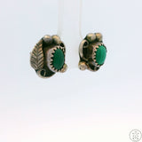 Vintage Sterling Silver Stud Earrings with Malachite