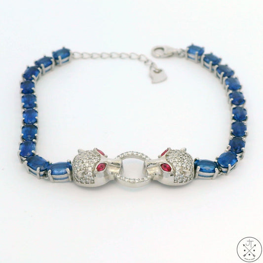New Sterling Silver Tennis Bracelet with Natural Kyanite Adjustable Puma