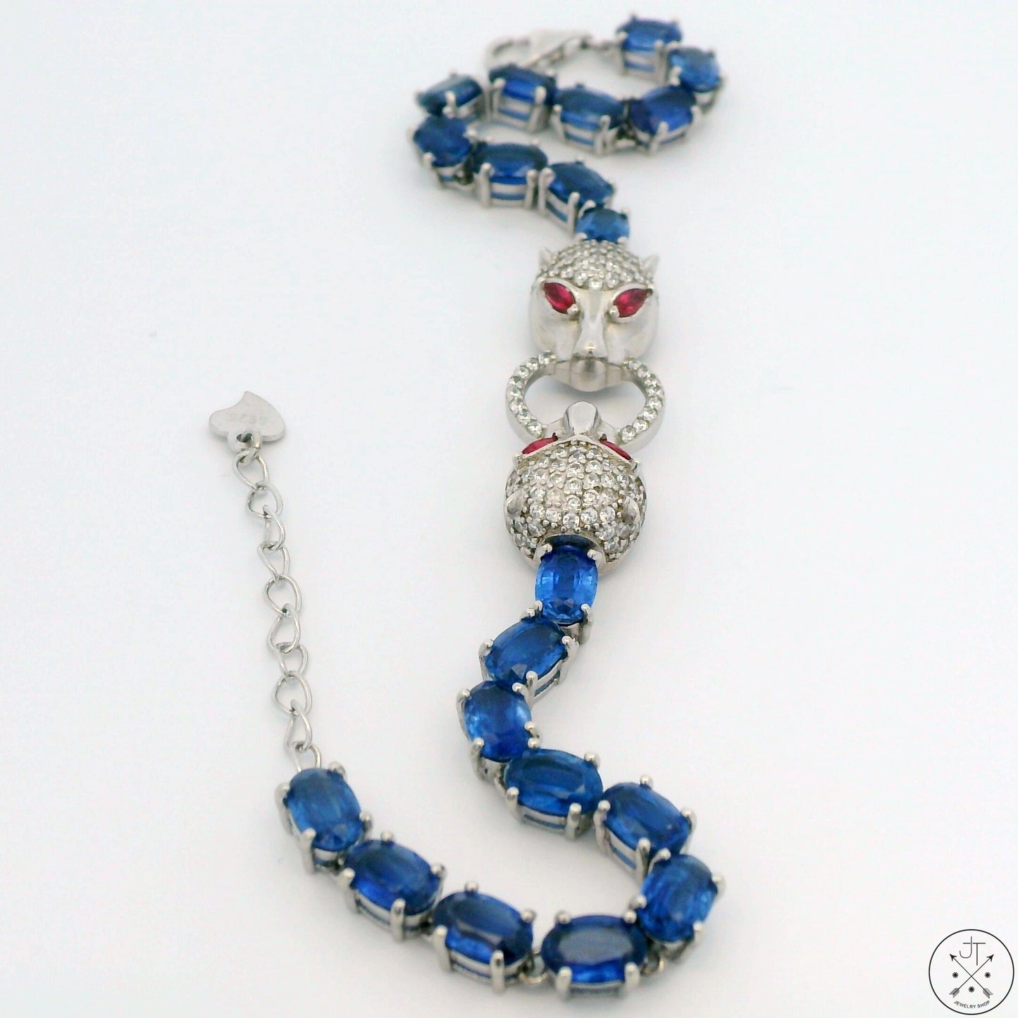 New Sterling Silver Tennis Bracelet with Natural Kyanite Adjustable Puma