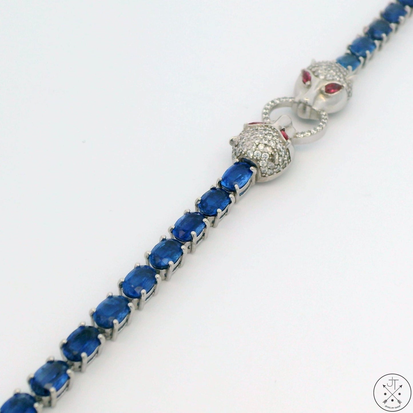 New Sterling Silver Tennis Bracelet with Natural Kyanite Adjustable Puma
