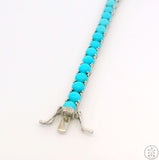 New Sterling Silver Tennis Bracelet 7.5 Inch with Natural Turquoise