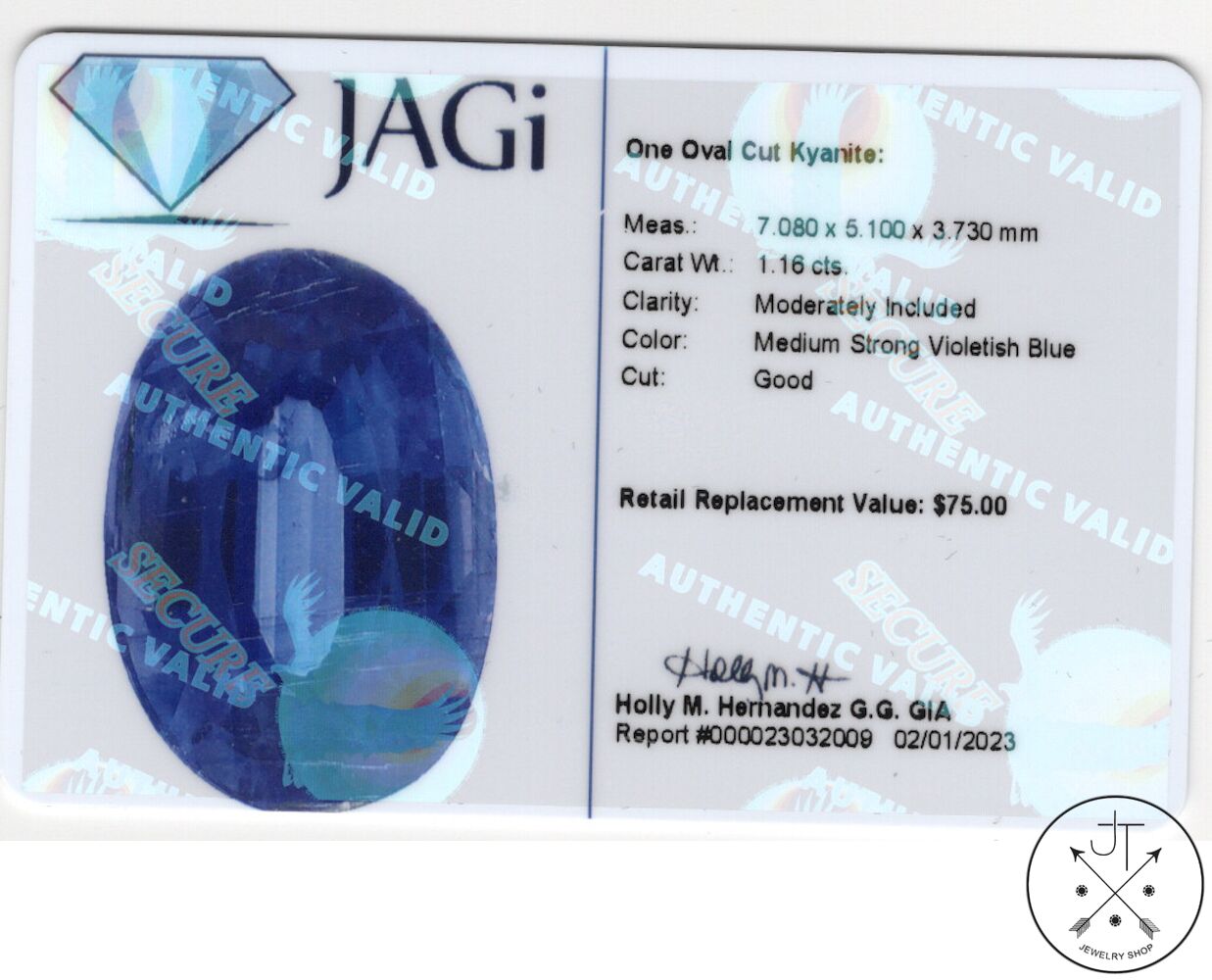 1.16 Carat Natural Blue Kyanite 7x5 mm Oval Faceted Gemstone Certified