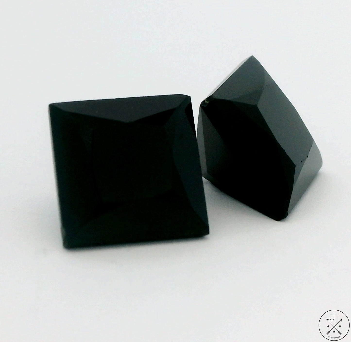 8.15 ctw Matched Pair Natural Black Spinel 8x8 mm Square Faceted Gemstones