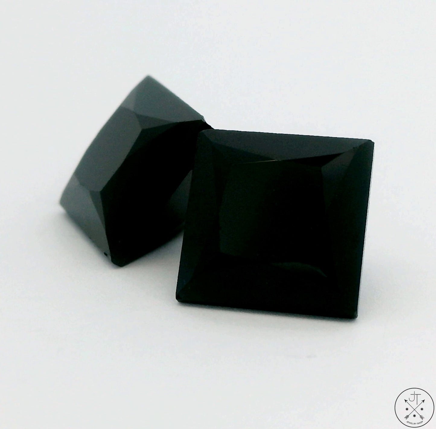 8.15 ctw Matched Pair Natural Black Spinel 8x8 mm Square Faceted Gemstones