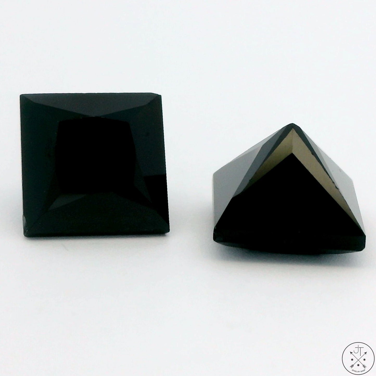 8.15 ctw Matched Pair Natural Black Spinel 8x8 mm Square Faceted Gemstones