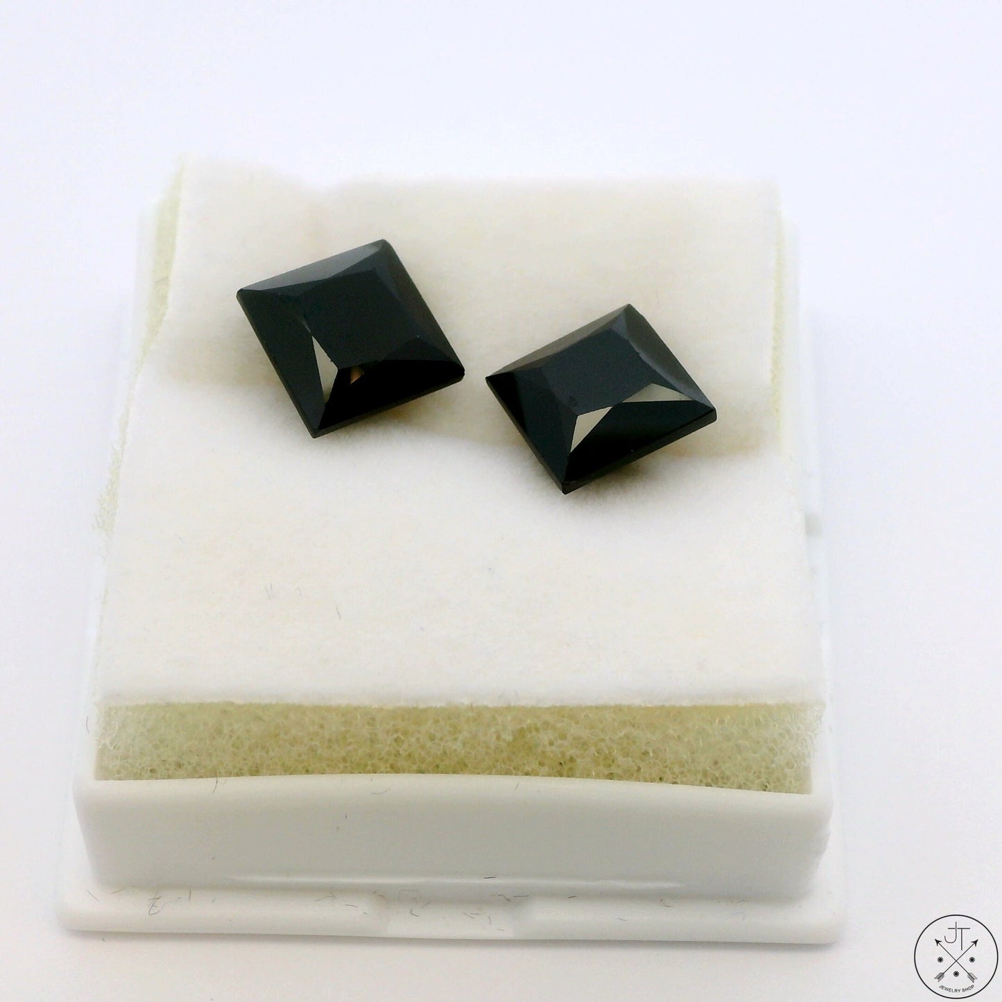 8.15 ctw Matched Pair Natural Black Spinel 8x8 mm Square Faceted Gemstones