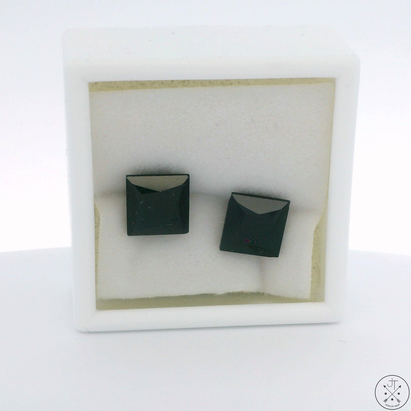 8.15 ctw Matched Pair Natural Black Spinel 8x8 mm Square Faceted Gemstones