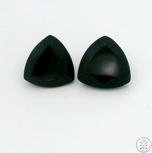 4.3 ctw Matched Pair Natural Black Spinel 8 mm Trillion Faceted Gemstones