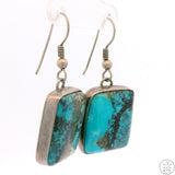 Vintage Native American Sterling Silver Dangle Earrings Ithaca Peak Turquoise Signed