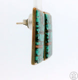 2010 Navajo Sterling Silver Inlay Stud Earrings Fannie Platero New Lander Turquoise Coral