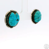 3/4 Inch Vintage Sterling Silver Stud Earrings with Bisbee Turquoise