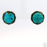 3/4 Inch Vintage Sterling Silver Stud Earrings with Bisbee Turquoise