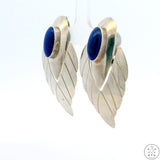 Sterling Silver Clip Earrings Concho Lapis Lazuli Signed