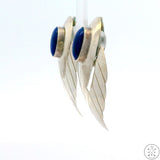 Sterling Silver Clip Earrings Concho Lapis Lazuli Signed