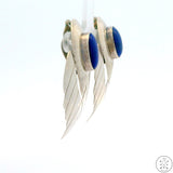 Sterling Silver Clip Earrings Concho Lapis Lazuli Signed