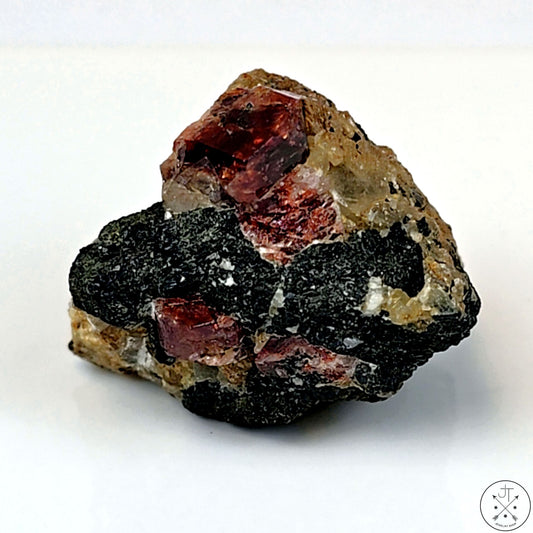 New Mineral Specimen Garnet on Matrix 38g Tourmaline Quartz Feldspar Mica