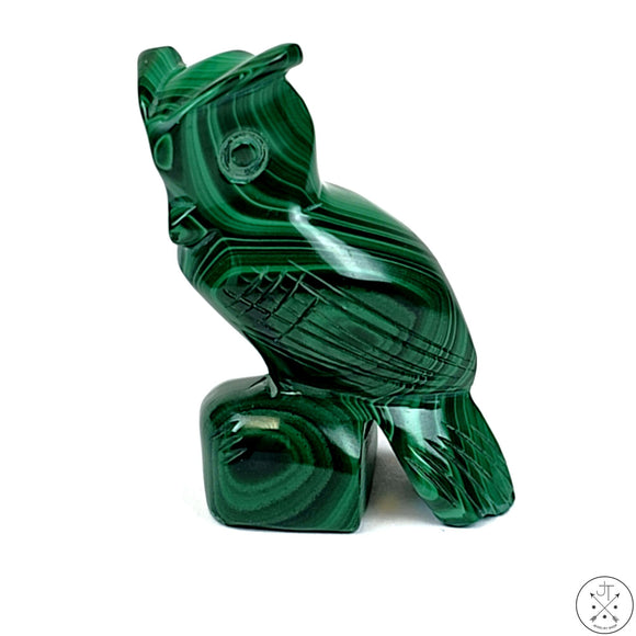 Natural Malachite Owl Free-Standing Figurine 2 inch 43g Display