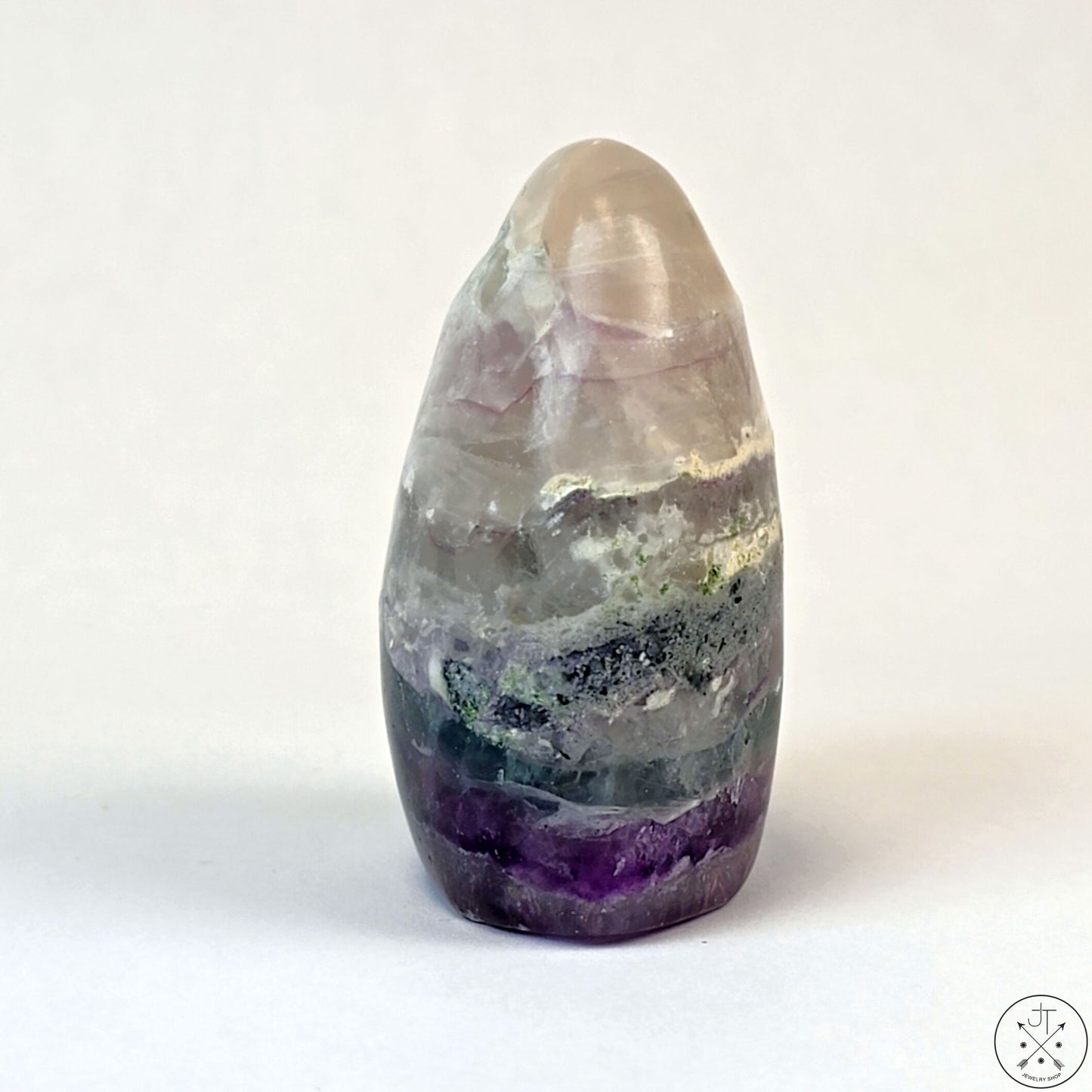New Free-Standing Fluorite Freeform 2 3/4 Inch 246g Banded Purple Green White Rainbow