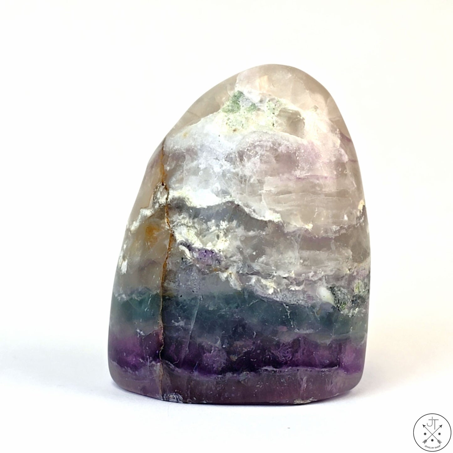 New Free-Standing Fluorite Freeform 2 3/4 Inch 246g Banded Purple Green White Rainbow