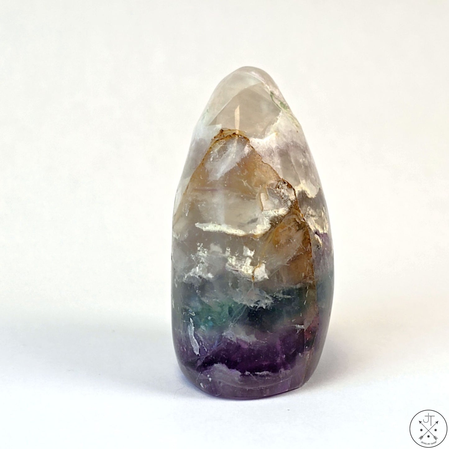 New Free-Standing Fluorite Freeform 2 3/4 Inch 246g Banded Purple Green White Rainbow
