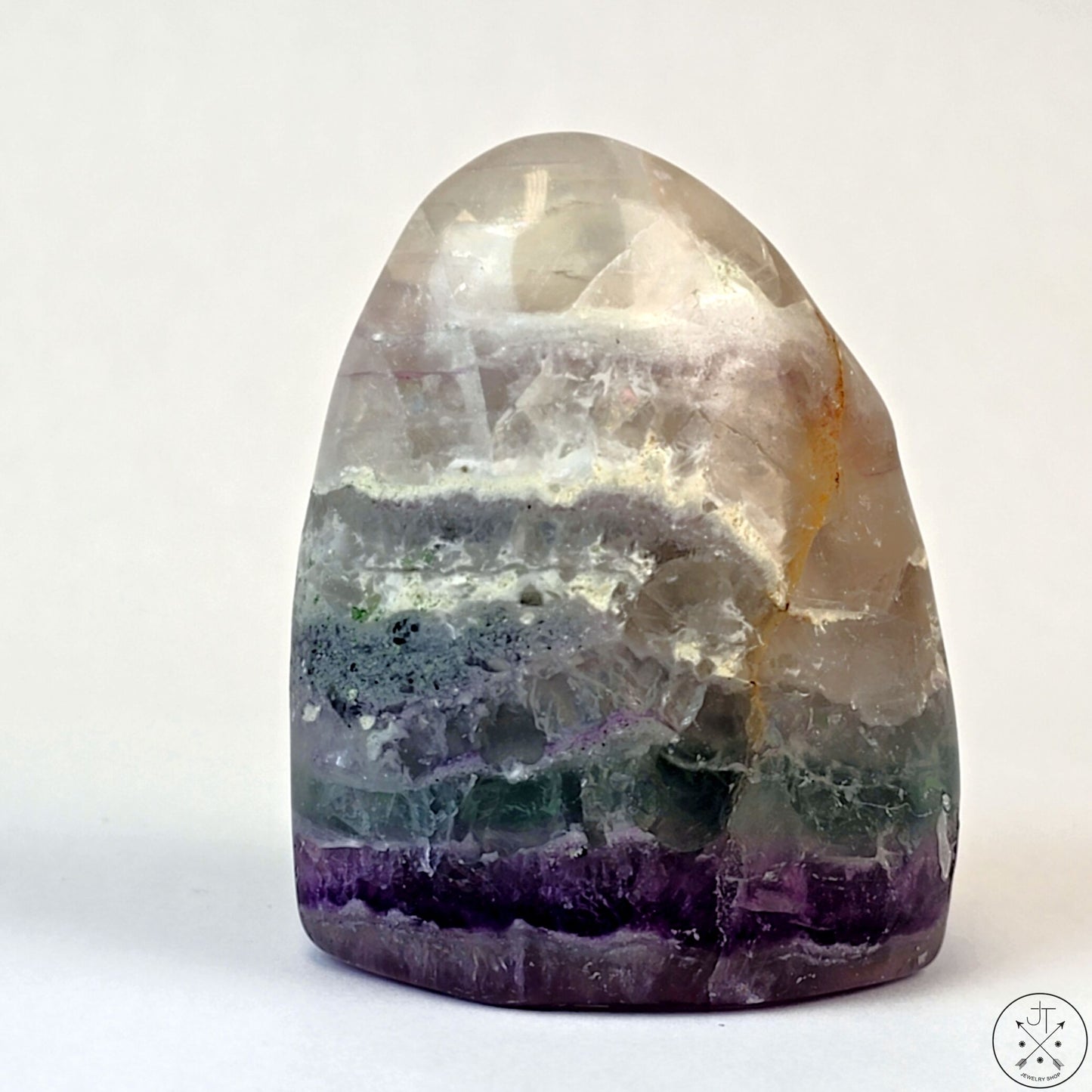 New Free-Standing Fluorite Freeform 2 3/4 Inch 246g Banded Purple Green White Rainbow