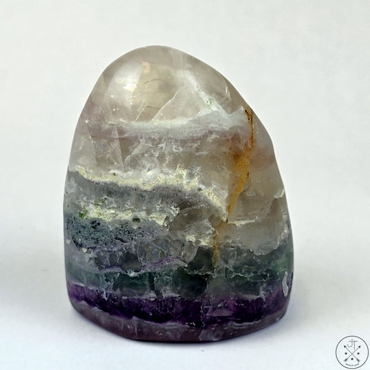 New Free-Standing Fluorite Freeform 2 3/4 Inch 246g Banded Purple Green White Rainbow
