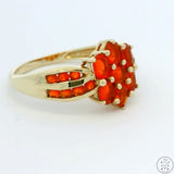 New 10k Yellow Gold Ring with 1.6 ctw Fire Opals Size 8 Flower Band