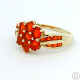 New 10k Yellow Gold Ring with 1.6 ctw Fire Opals Size 8 Flower Band