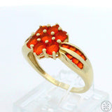 New 10k Yellow Gold Ring with 1.6 ctw Fire Opals Size 8 Flower Band