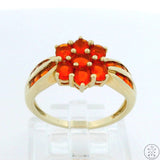 New 10k Yellow Gold Ring with 1.6 ctw Fire Opals Size 8 Flower Band