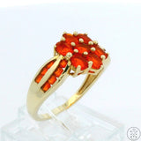 New 10k Yellow Gold Ring with 1.6 ctw Fire Opals Size 8 Flower Band