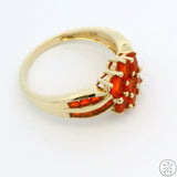 New 10k Yellow Gold Ring with 1.6 ctw Fire Opals Size 8 Flower Band