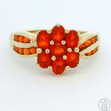 New 10k Yellow Gold Ring with 1.6 ctw Fire Opals Size 8 Flower Band