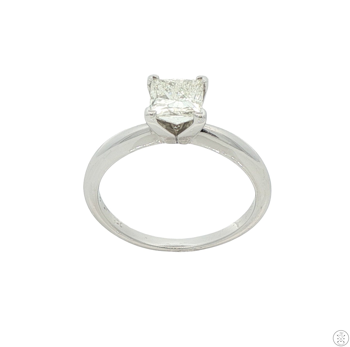 950 Platinum Solitaire Ring .89 Carat LSI1 Natural Diamond Size 6.75 Princess