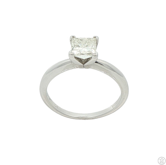 950 Platinum Solitaire Ring .89 Carat LSI1 Natural Diamond Size 6.75 Princess