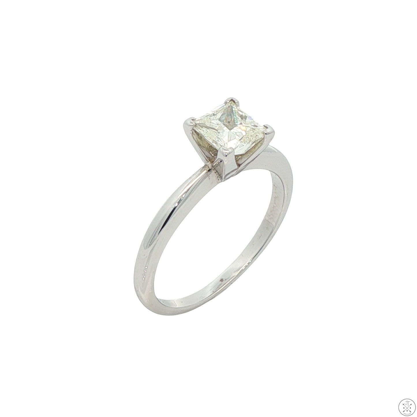950 Platinum Solitaire Ring .89 Carat LSI1 Natural Diamond Size 6.75 Princess