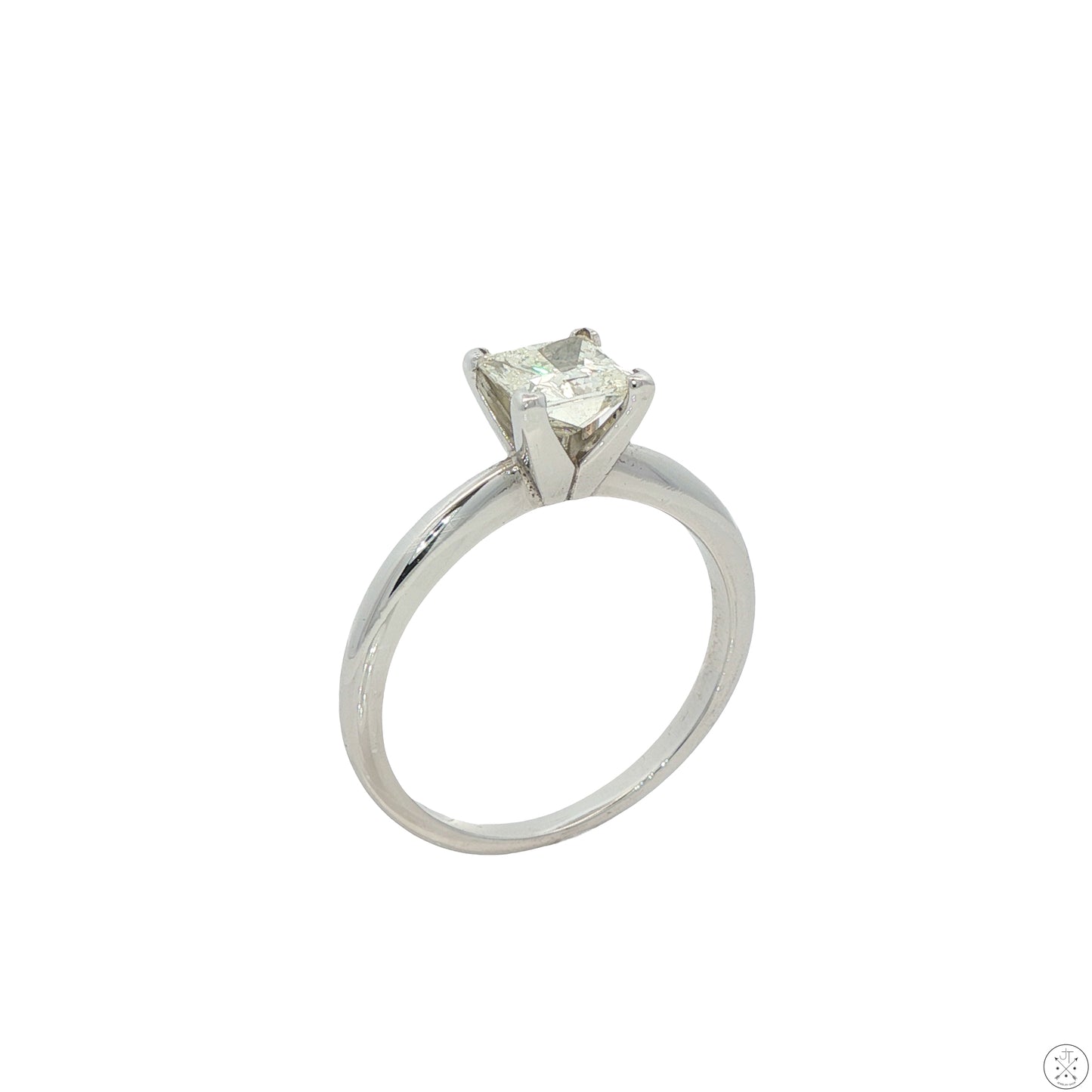 950 Platinum Solitaire Ring .89 Carat LSI1 Natural Diamond Size 6.75 Princess