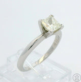 950 Platinum Solitaire Ring with .87 Carat Natural Diamond Size 6.75 Princess