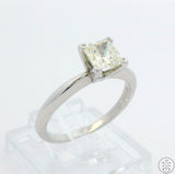 950 Platinum Solitaire Ring with .87 Carat Natural Diamond Size 6.75 Princess