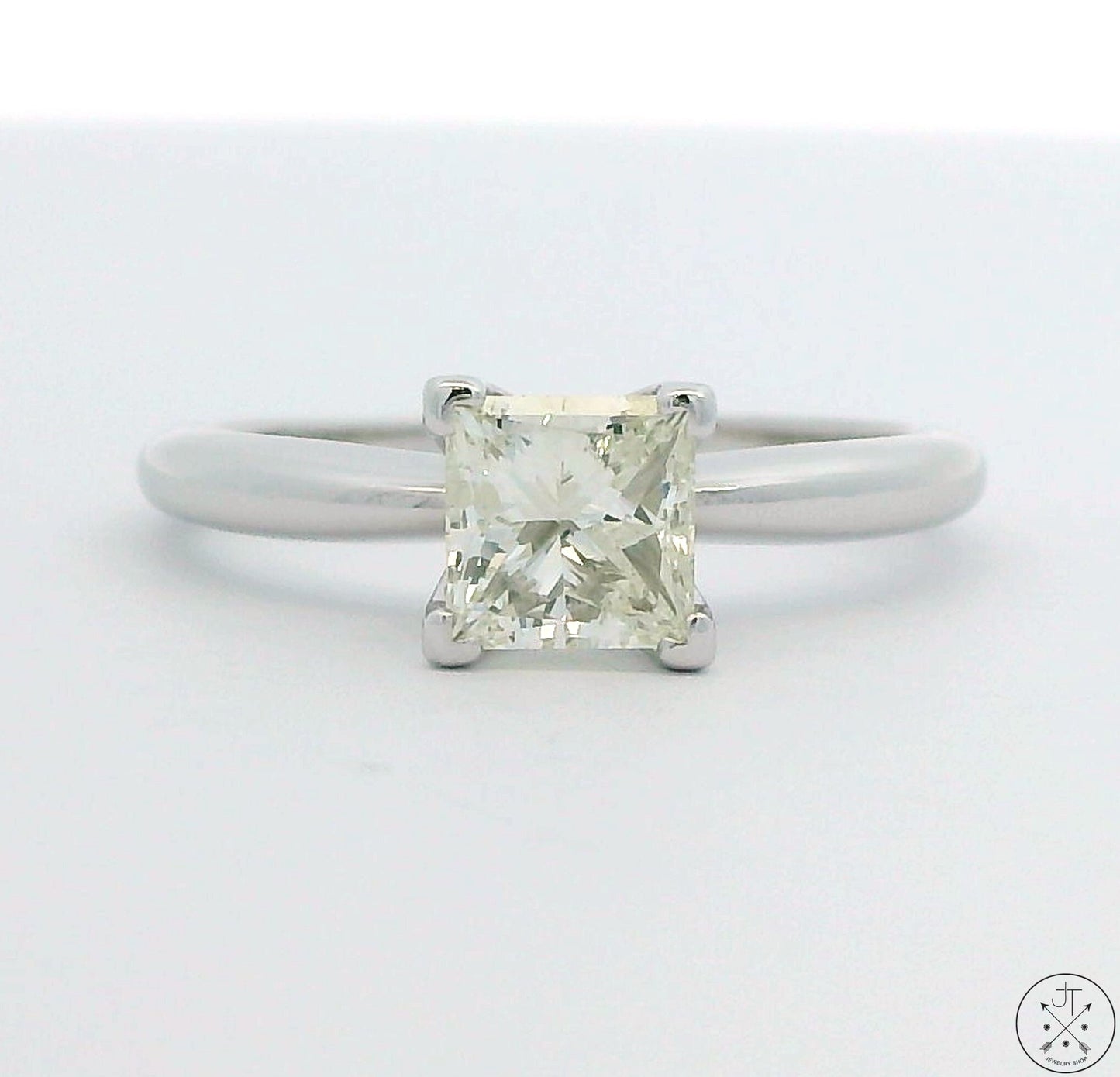 950 Platinum Solitaire Ring .89 Carat LSI1 Natural Diamond Size 6.75 Princess